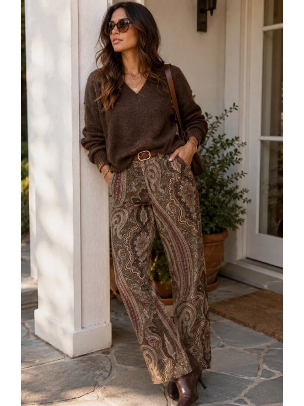 NEW Vintage Ralph Lauren Paisley Velveteen Pants! 16  Brown Equestrian Design